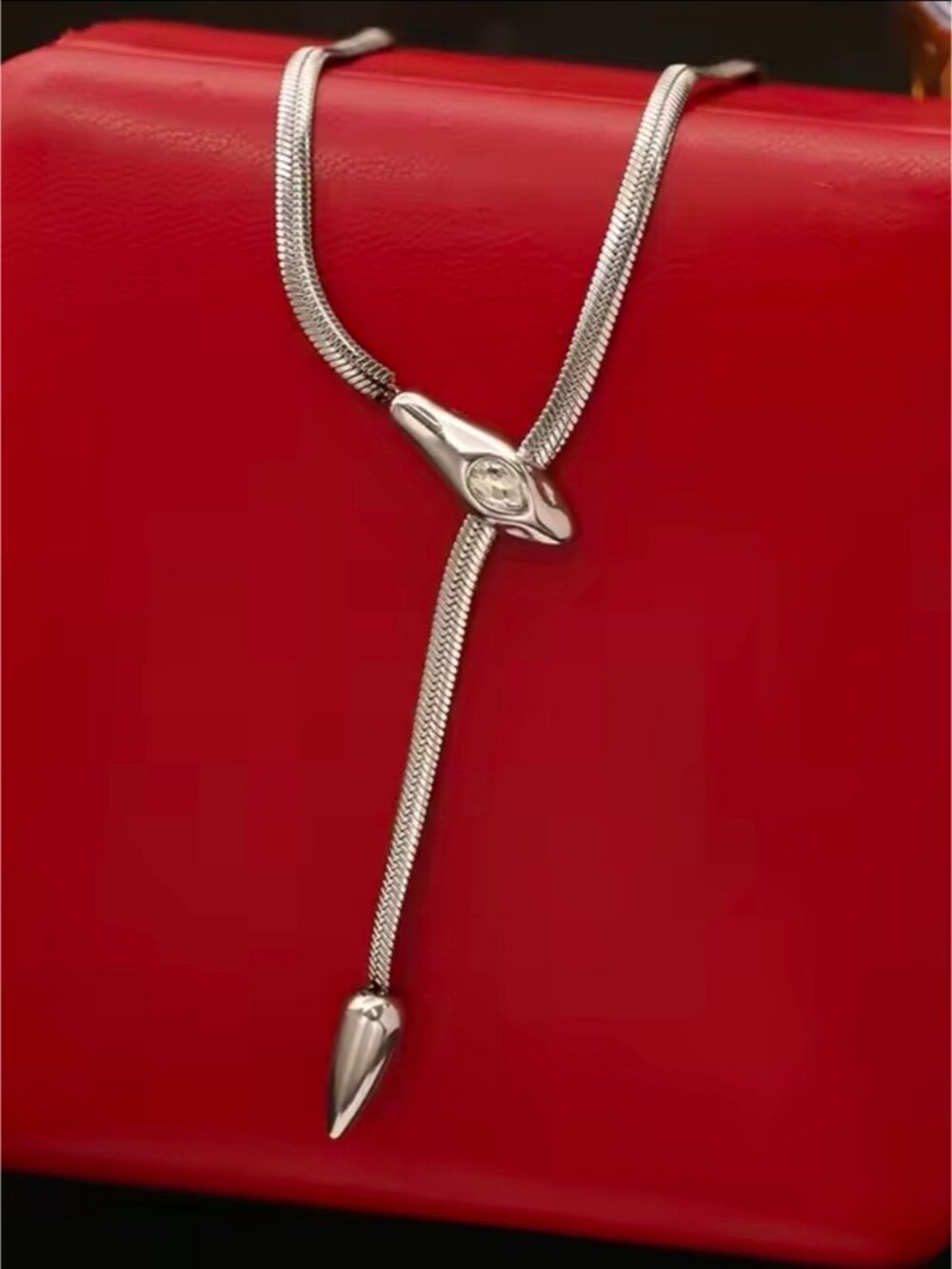 Silver color Sliding Lariat Necklace